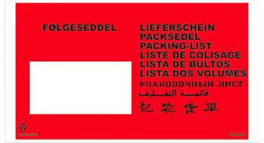 Docustick följesedelsficka med tryck 10 språk C65 225 mm x 122 mm