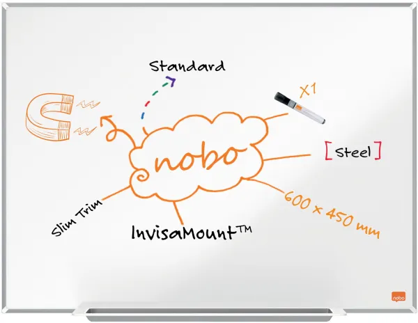 Nobo Impression Pro Stål-Whiteboard 60x45cm Vit